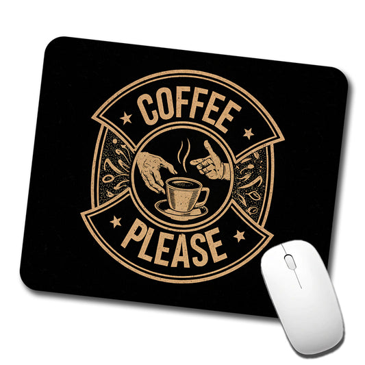 Coffee Please Black Tan Low Profile Mouse Pad Mat