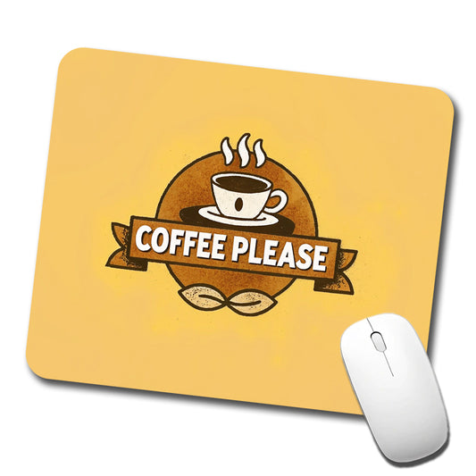 Coffee Please Yellow Low Profile Mouse Pad Mat