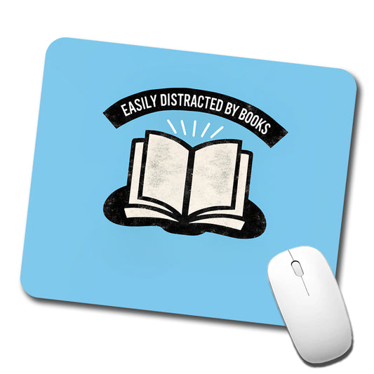 Easily Distracted By Books Reader Reading Low Profile Mouse Pad Mat