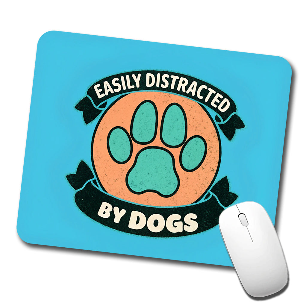 Easily Distracted By Dogs Low Profile Mouse Pad Mat