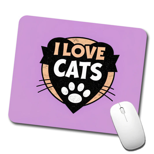 I Love Cats Low Profile Mouse Pad Mat