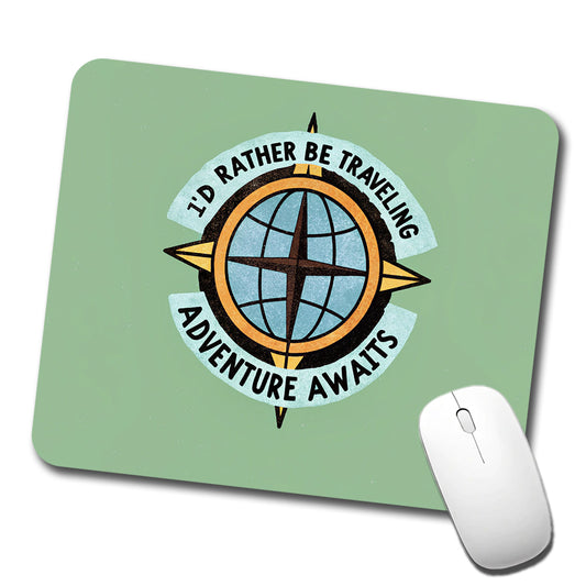 I'd Rather Be Traveling Adventure Low Profile Mouse Pad Mat