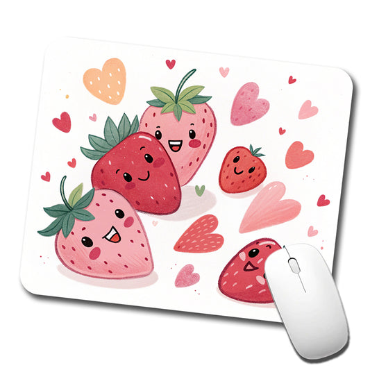 Kawaii Strawberries Hearts Low Profile Mouse Pad Mat