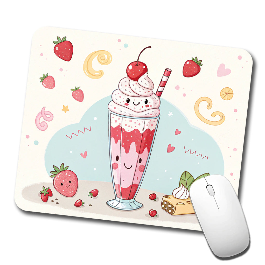 Kawaii Strawberry Milk Shake Low Profile Mouse Pad Mat