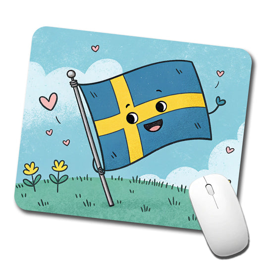 Kawaii Sweden Flag Low Profile Mouse Pad Mat