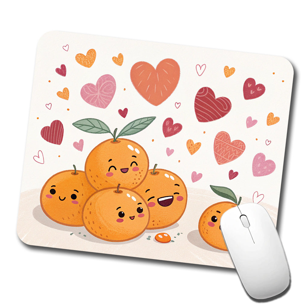 Kawaii Tangerines Hearts Low Profile Mouse Pad Mat