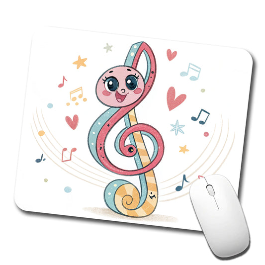 Kawaii Treble Clef Music Low Profile Mouse Pad Mat