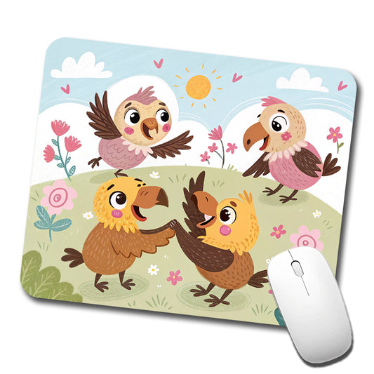 Kawaii Vultures Birds Low Profile Mouse Pad Mat