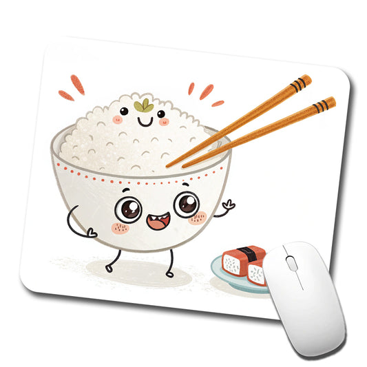 Kawaii White Rice Chopsticks Sushi Low Profile Mouse Pad Mat