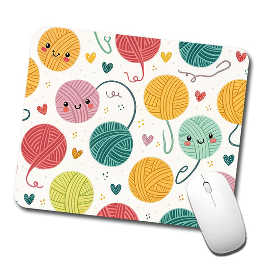 Kawaii Yarn Balls Knitting Crochet Low Profile Mouse Pad Mat