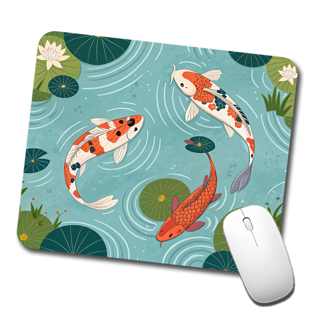 Koi Fish Swimming In Pond Low Profile Mouse Pad Mat