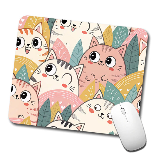 Lots Of Kawaii Adorable Cats Low Profile Mouse Pad Mat