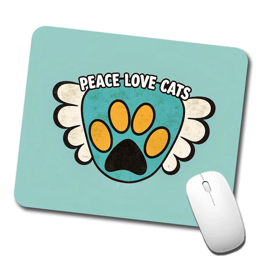 Peace Love Cats Cute Low Profile Mouse Pad Mat
