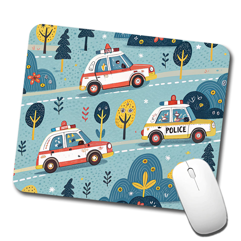 Police Cars Cute Low Profile Mouse Pad Mat