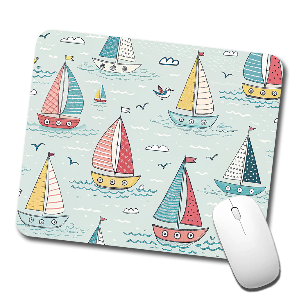 Sailboats Scattered Low Profile Mouse Pad Mat