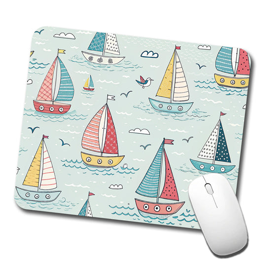 Sailboats Scattered Low Profile Mouse Pad Mat