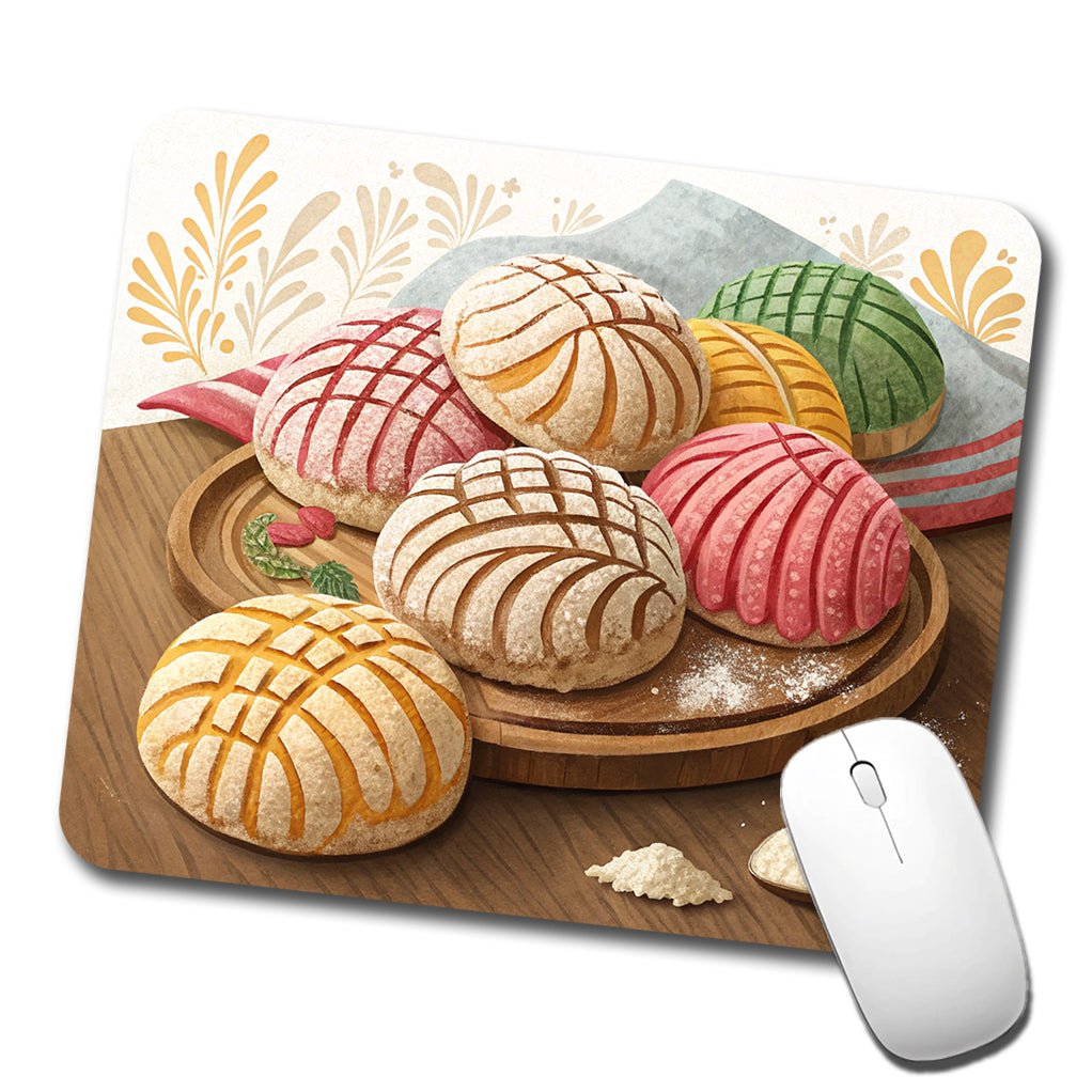 Scattered Conchas Pastry Mexican Sweet Breads Low Profile Mouse Pad Mat
