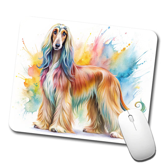 Afghan Hound Dog Watercolor Style Low Profile Mouse Pad Mat
