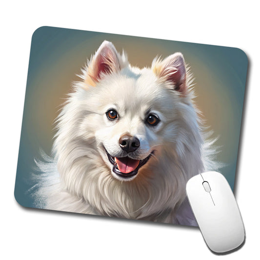 American Eskimo Dog Illustration Low Profile Mouse Pad Mat