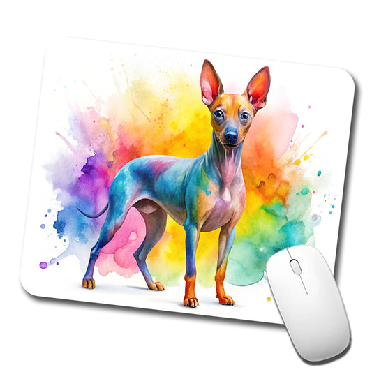American Hairless Terrier Dog Watercolor Style Low Profile Mouse Pad Mat