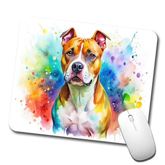 American Staffordshire Terrier Dog Watercolor Style Low Profile Mouse Pad Mat
