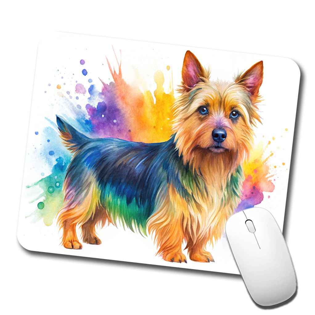Australian Terrier Dog Watercolor Style Low Profile Mouse Pad Mat