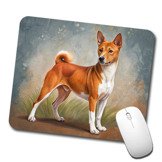 Basenji Dog Illustration Low Profile Mouse Pad Mat