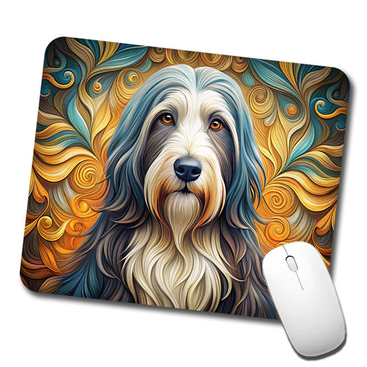 Bearded Collie Dog Art Nouveau Low Profile Mouse Pad Mat