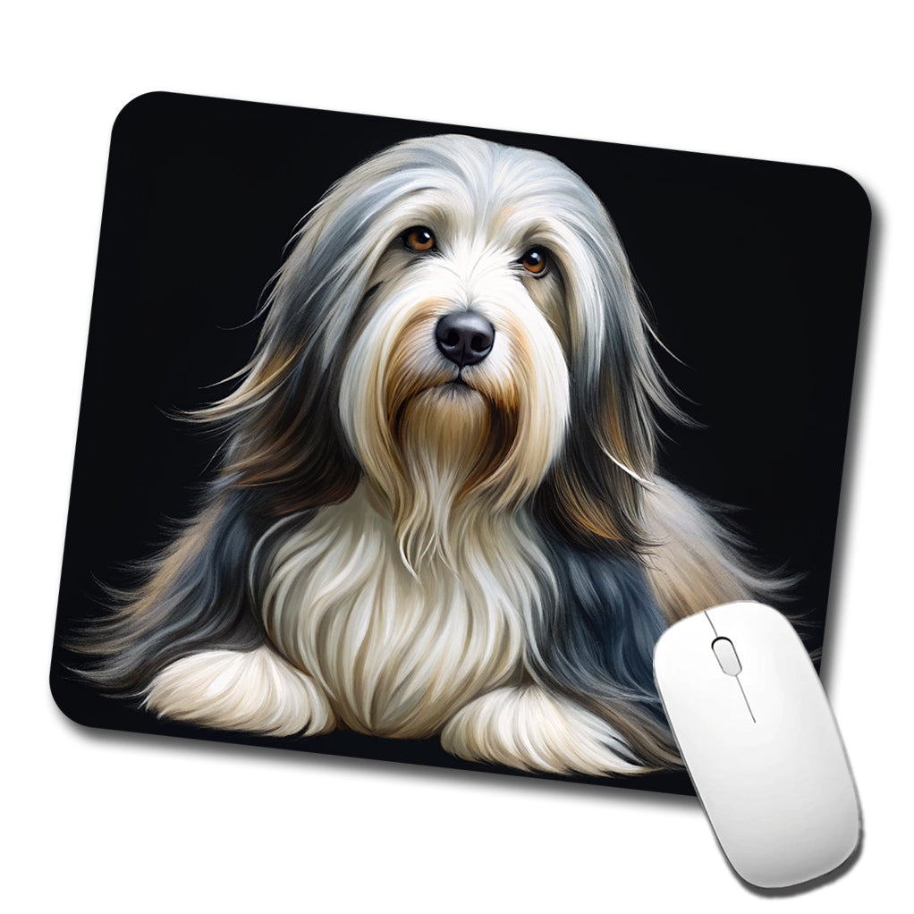 Bearded Collie Dog Illustration Low Profile Mouse Pad Mat