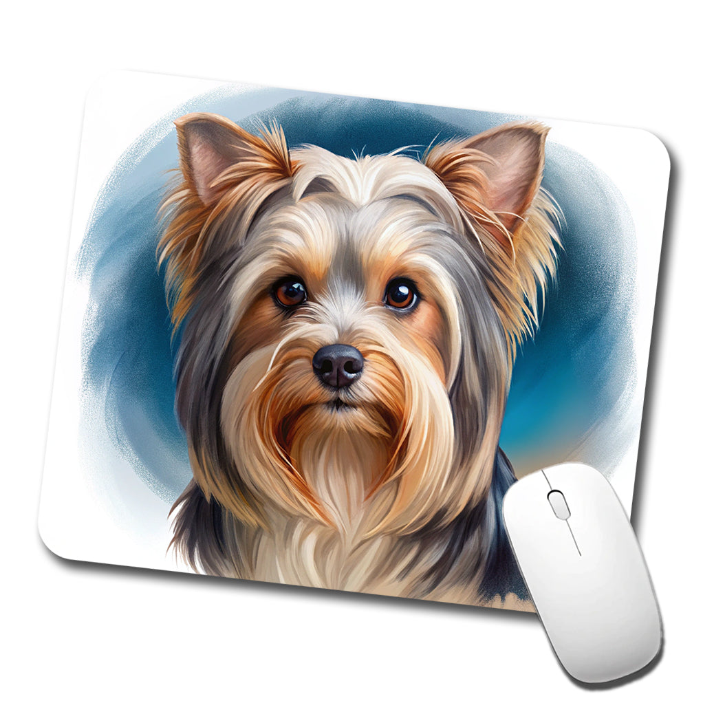 Biewer Terrier Dog Illustration Low Profile Mouse Pad Mat
