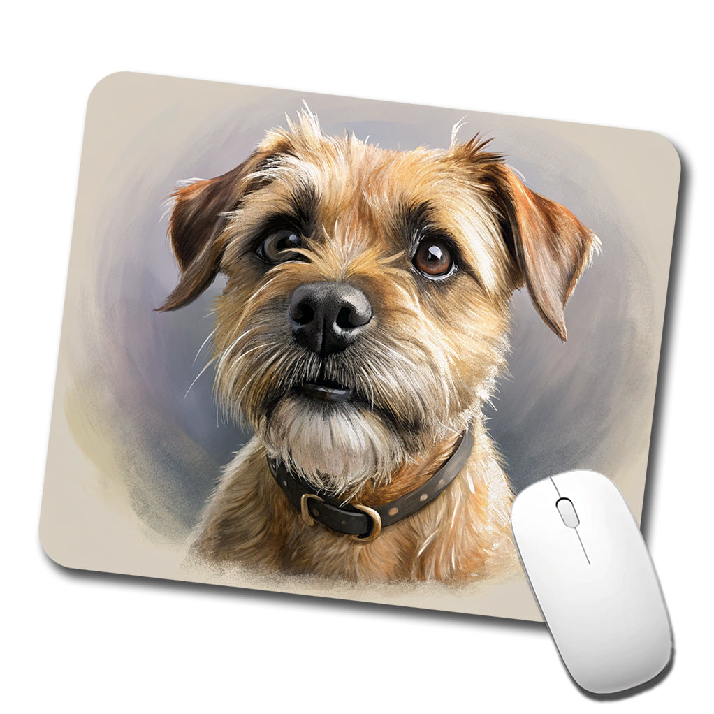 Border Terrier Dog Illustration Low Profile Mouse Pad Mat