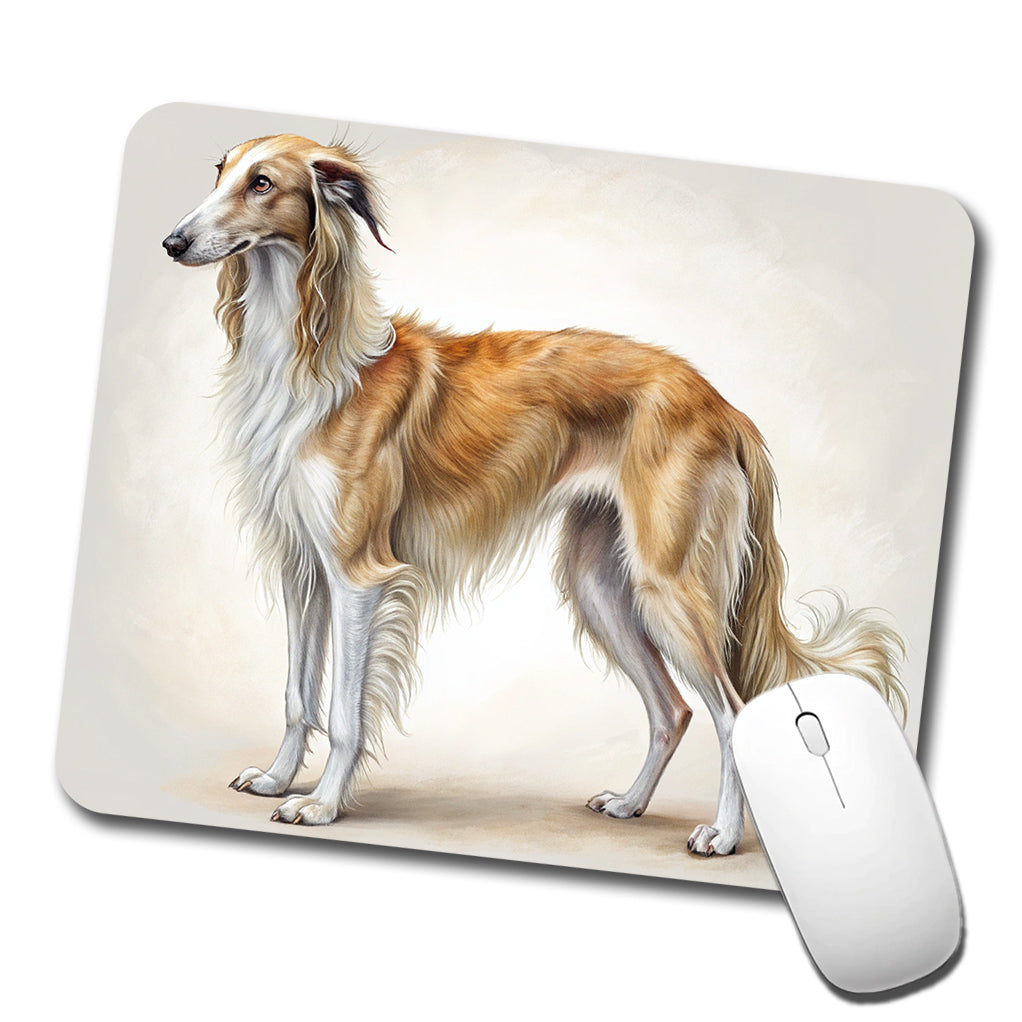 Borzoi Dog Illustration Low Profile Mouse Pad Mat