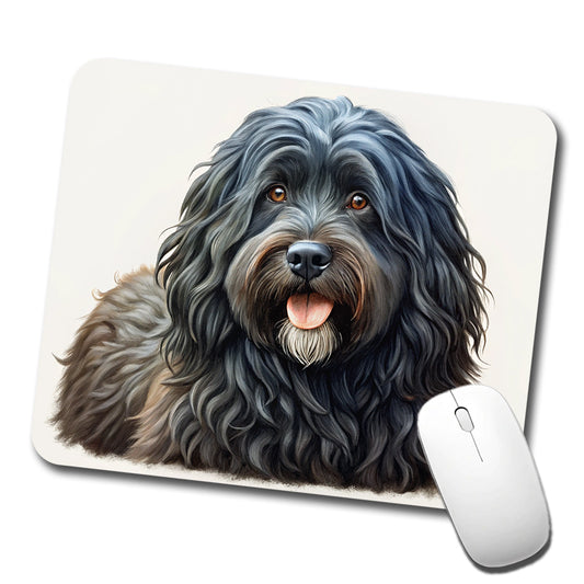 Bouviers Des Flandres Dog Illustration Low Profile Mouse Pad Mat