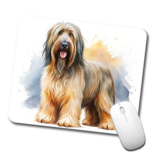 Briard Dog Watercolor Style Low Profile Mouse Pad Mat