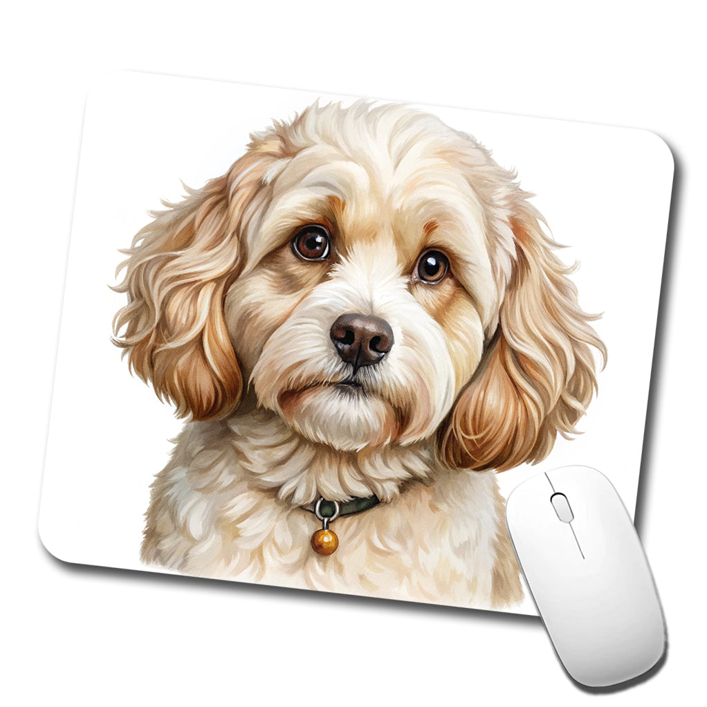 Cavachon Dog Illustration Low Profile Mouse Pad Mat