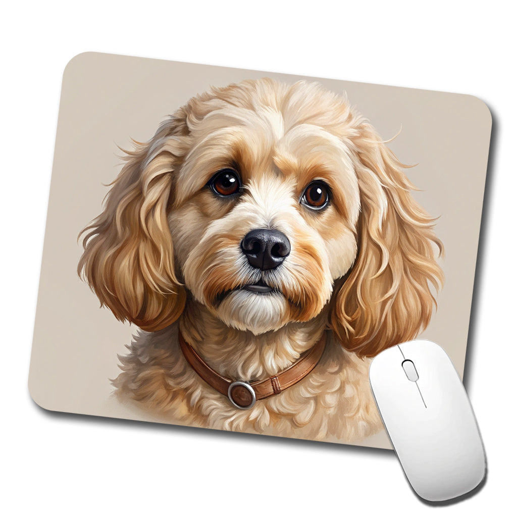 Cavapoo Dog Illustration Low Profile Mouse Pad Mat
