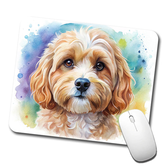 Cavapoo Dog Watercolor Style Low Profile Mouse Pad Mat