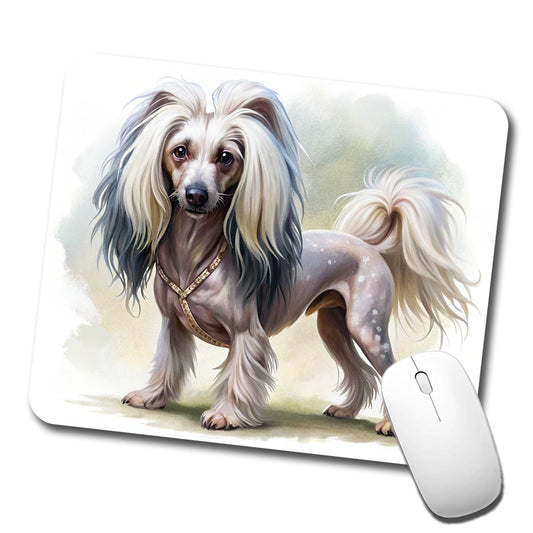 Chinese Crested Dog Illustration Low Profile Mouse Pad Mat