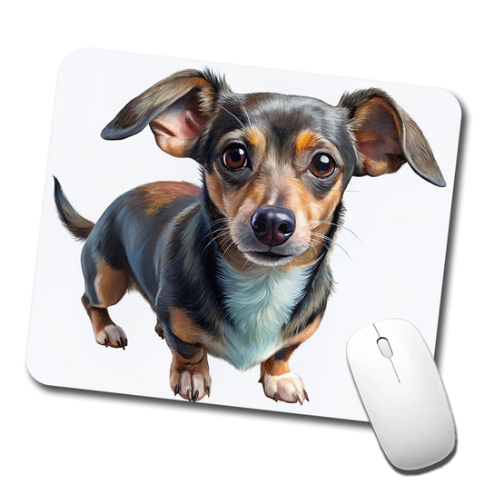 Chiweenie Dog Illustration Low Profile Mouse Pad Mat
