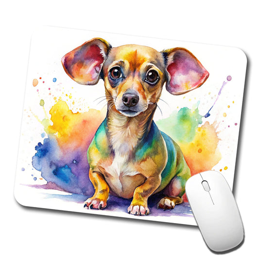 Chiweenie Dog Watercolor Style Low Profile Mouse Pad Mat