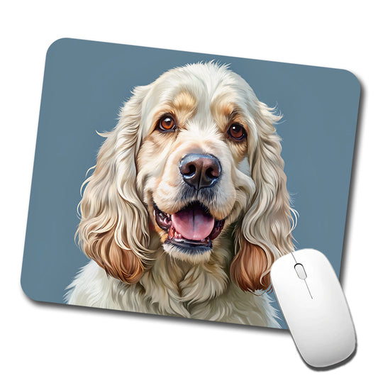 Clumber Spaniel Dog Illustration Low Profile Mouse Pad Mat