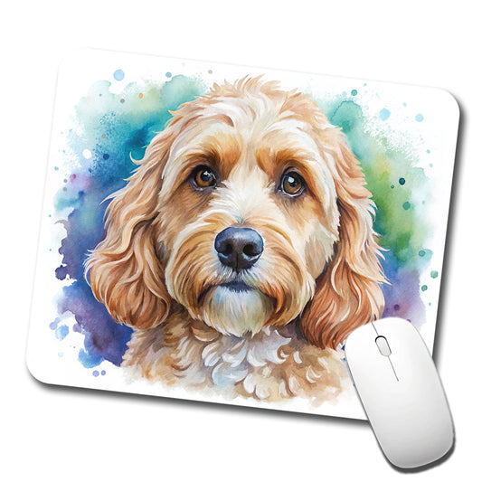Cockapoo Dog Watercolor Style Low Profile Mouse Pad Mat