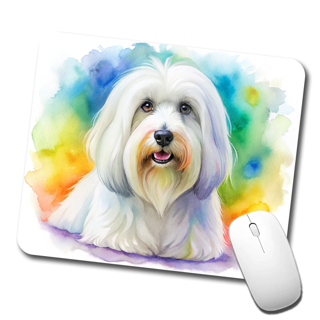 Coton De Tulear Dog Watercolor Style Low Profile Mouse Pad Mat