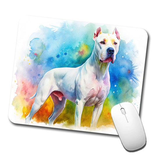 Dogo Argentino Dog Watercolor Style Low Profile Mouse Pad Mat