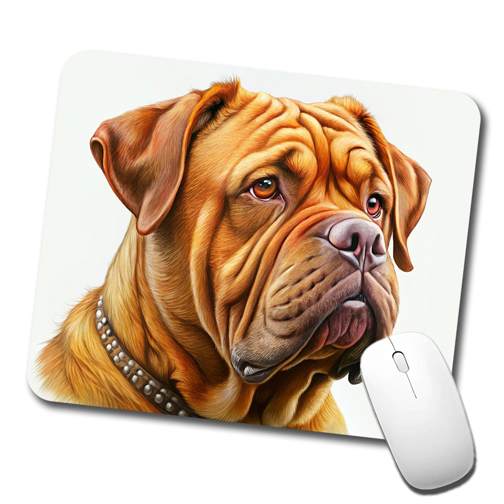 Dogues De Bordeaux Dog Illustration Low Profile Mouse Pad Mat