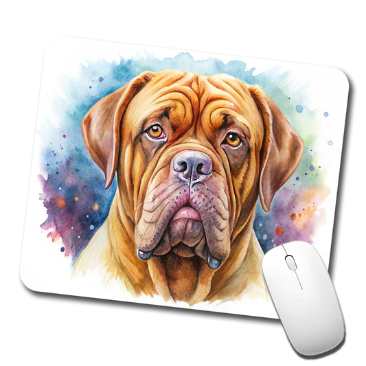 Dogues De Bordeaux Dog Watercolor Style Low Profile Mouse Pad Mat