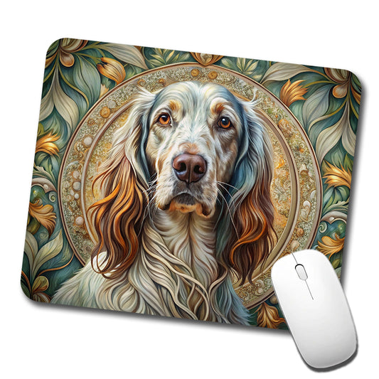 English Setter Dog Art Nouveau Low Profile Mouse Pad Mat