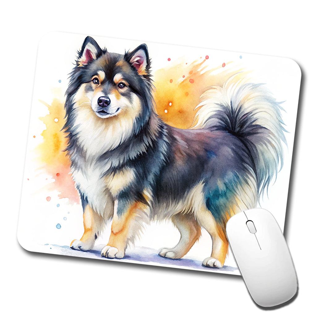Finnish Lapphund Dog Watercolor Style Low Profile Mouse Pad Mat