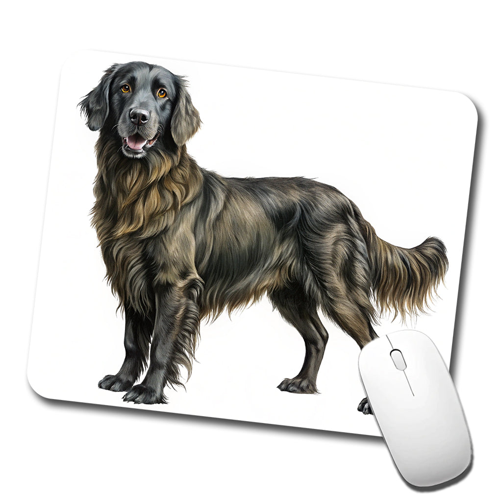 Flat Coated Retriever Dog Illustration Low Profile Mouse Pad Mat