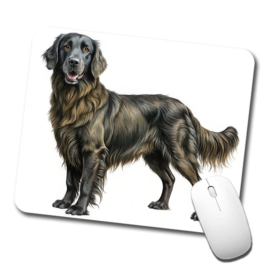 Flat Coated Retriever Dog Illustration Low Profile Mouse Pad Mat